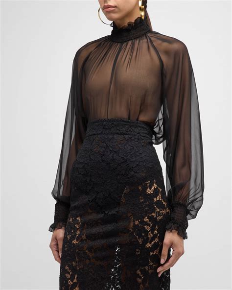 dolce gabbana sheer|Dolce&Gabbana Sheer Chiffon Smocked Blouse .